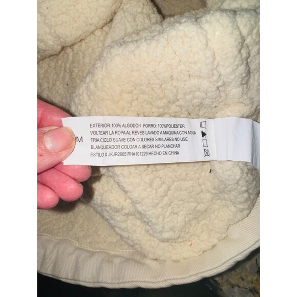 NWT Stoosh Vintage Boxy M Denim Sherpa Chore Coat Barn Jacket Cream Oversized - Picture 9 of 14